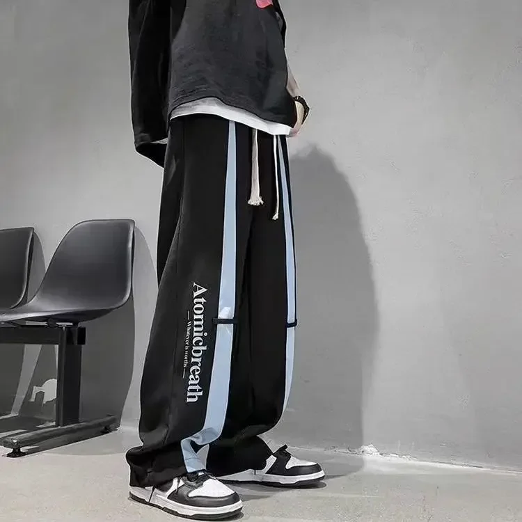 Pantalones de chándal rectos de hip-hop para hombre, pantalones de chándal de pierna ancha para hombre, nuevos artículos en pantalones de chándal Harajuku, pantalones de chándal holgados Y2k