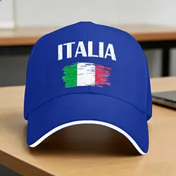 Vintage Italian Flag Unisex Snapback Cap - Classic Summer Baseball Hat - One Size (Blue)
