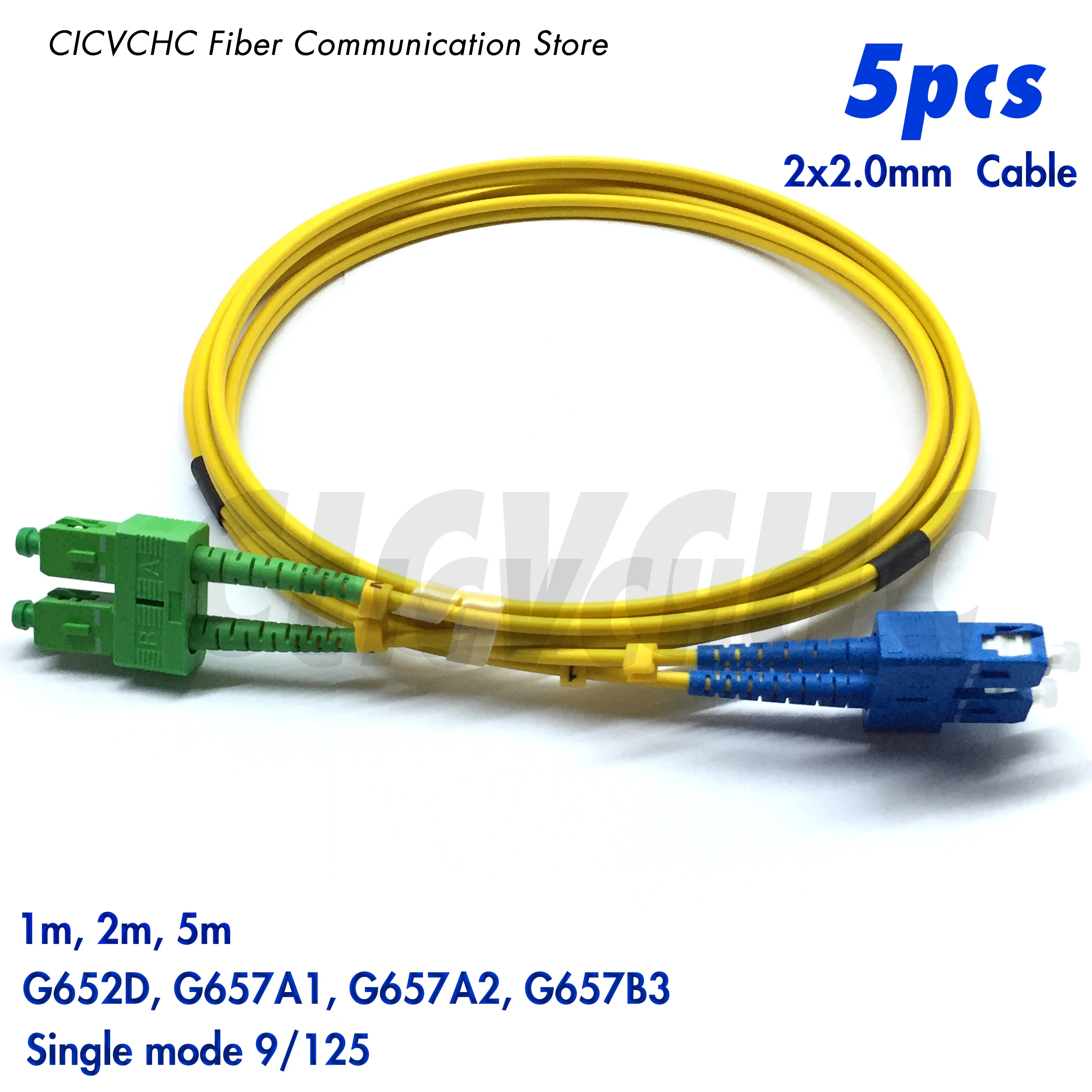 5 Pz Duplex Sc/Apc- Sc/Upc-Fibra Patchcord-2X2.0Mm Cavo Zipcore-Sm(9/125) G657B3, G657A2, G657A1, G652D / Jumper
