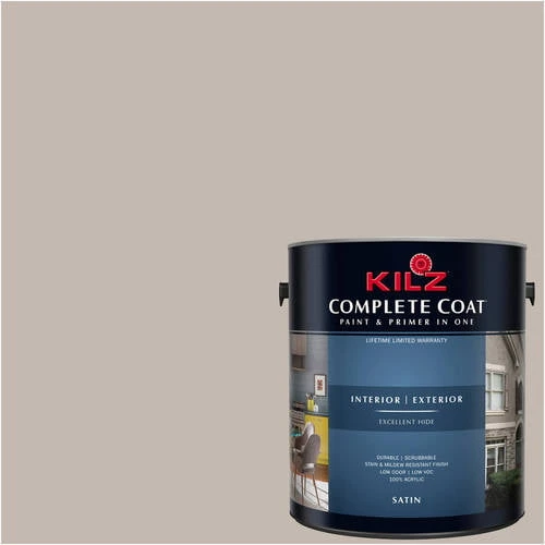 KILZ Complete Coat Paint & Primer, Interior/Exterior, Satin, Brown Bag, 1  Gallon