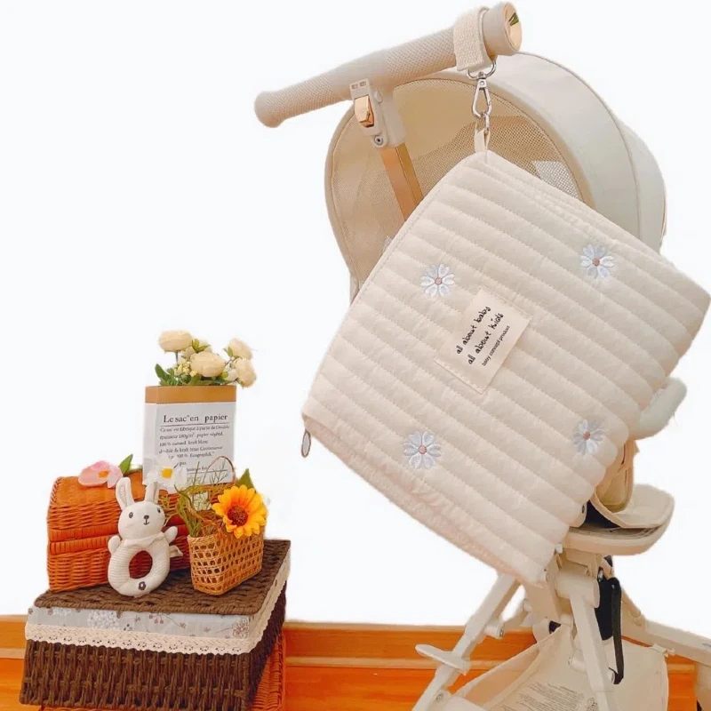 Cute printed embroidered Diaper Bag for Mommy Newborn Baby Diaper Storage Travel Cart Storage