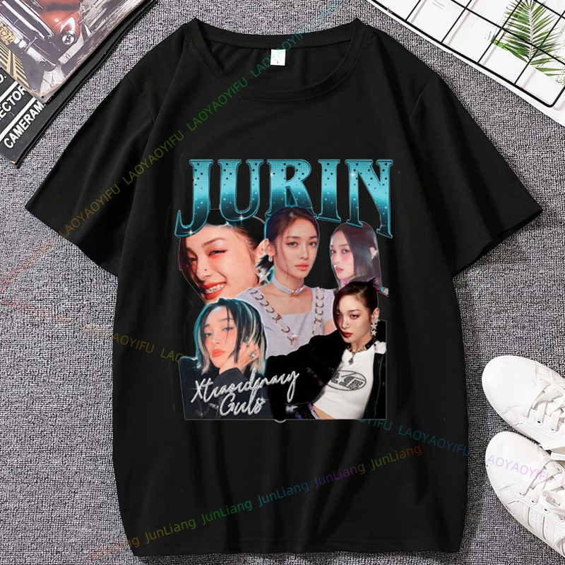 Xg jurin kpop-男性用の美的衣類,ユニセックスTシャツ,ストリート