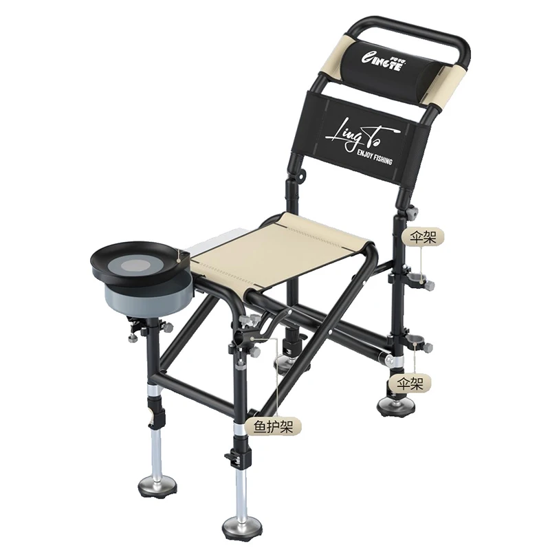 Chaise de pêche européenne pliable portable pour pêche en eau douce avec repose-pieds intégré