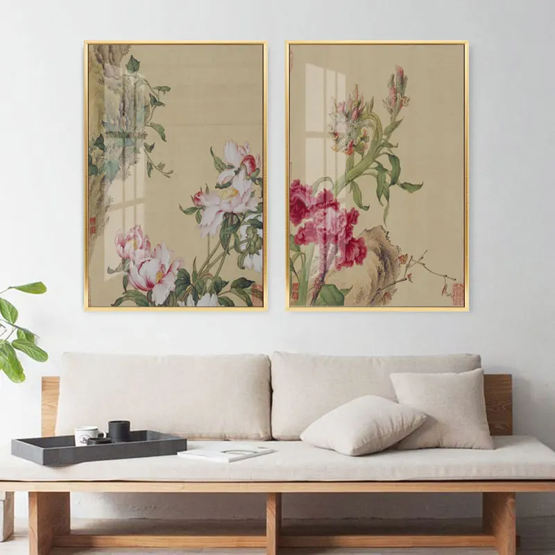 

Chinese Style Flower Birds Vintage Print Art Canvas Poster For Living Room Decoration Home Wall Picture