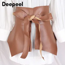 

Deepeel 1Pc 31.5*73cm Extra Wide Fashion Belt Belts for Women Tie Knotted Decorative Corset with Dress Female Luxury Corsets