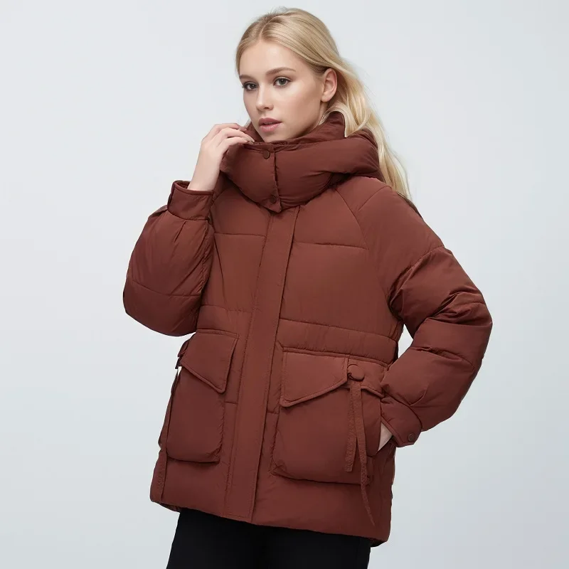 Women's Winter Jacket Parka Hoodie Thick Warm Inflatable Down Cotton Coat Windproof Snow Overcoat