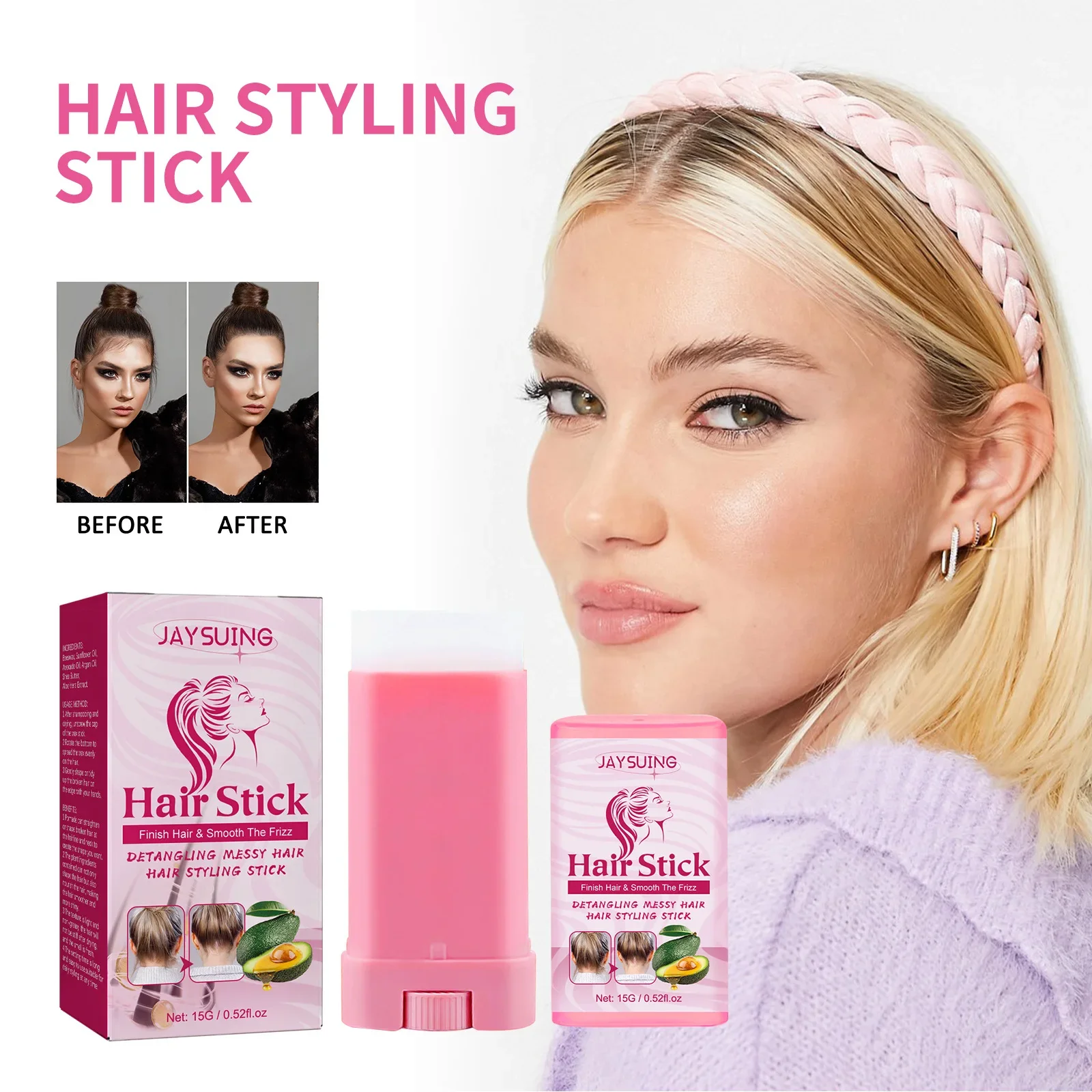 Hair Wax Stick for Hair Wigs Fly Professional Frizz Fixed Fluffy for Children Men Women Broken Hairs Artifact Styling Cream