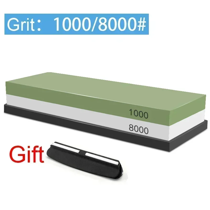 Professional Knife Sharpening Whetstone Set with Wood Base and Angle Guide