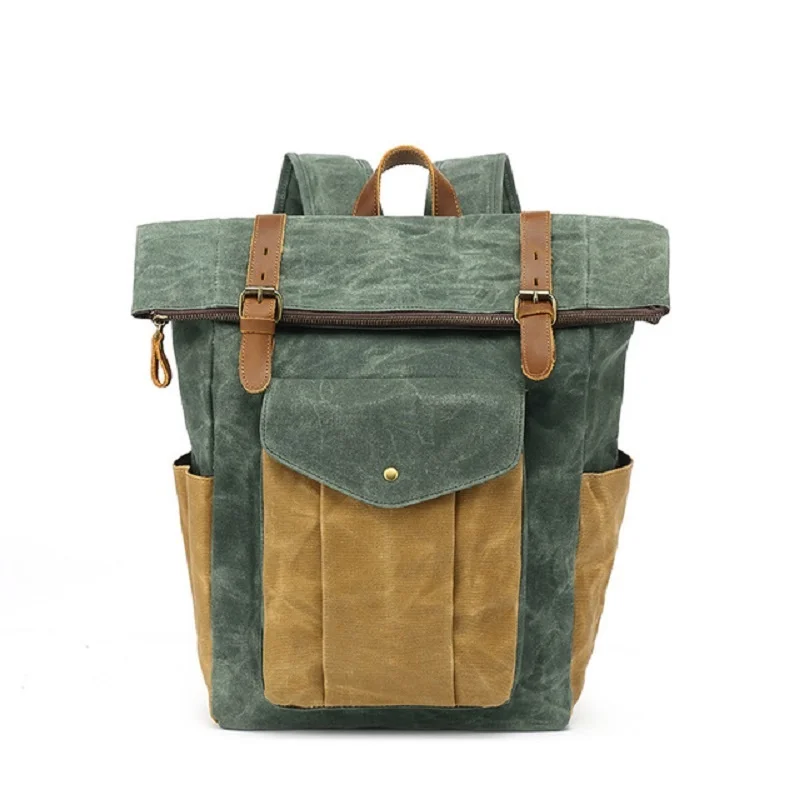 

Luxury mochila Vintage Canvas Backpacks for Men Oil Wax Canvas Leather Travel Backpack Waterproof Large Daypacks Retro Bagpack