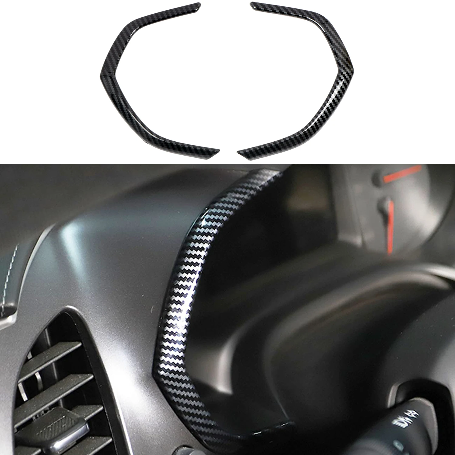 

for Chevy Chevrolet Corvette C7 2014-2019 Carbon Black Interior Dashboard Console Side Meter Decor Strip Trim ABS Plastic 2pcs