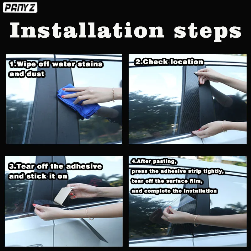 8PCS Polished Pillar Posts Fit For Hyundai Elantra Sedan Window Trim Cover BC Column Sticker