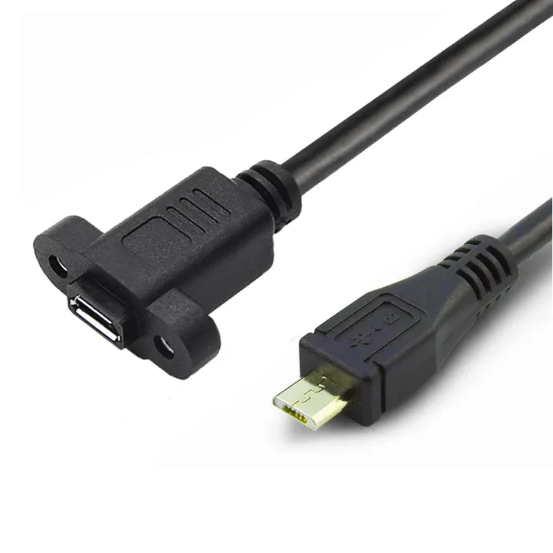 

Кабель-удлинитель со штекером Micro USB 2,0 и гнездом Micro USB 2,0, 17,5 мм, с винтами и панельным креплением, 0,25 м