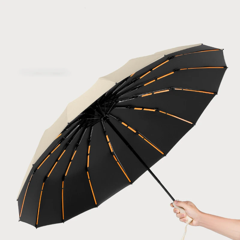 12 Bone Fully Automatic Folding Umbrella Thick Durable Keel Three Fold UV Resistant