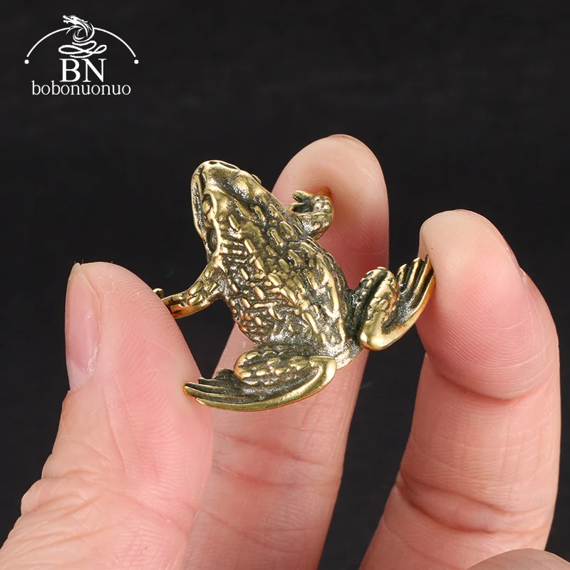 Pure Copper Frog Toad Statue Ornaments tea pet ornaments Desktop Antique Brass Tea Pet Collection Home Decoration for Living Room Animal Figurines