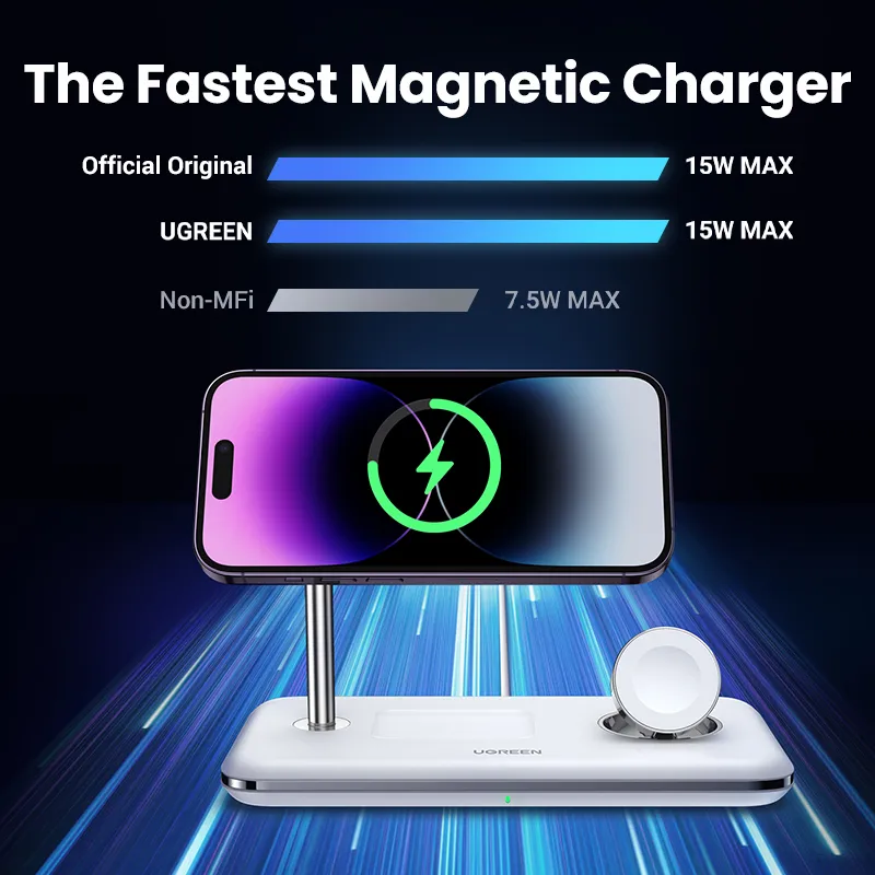 UGREEN MFi for Magsafe 25W Wireless Charger Stand 15W 3-in-1 Charging  Station For iPhone 15 14 Pro Max For Apple Watch AirPods - AliExpress