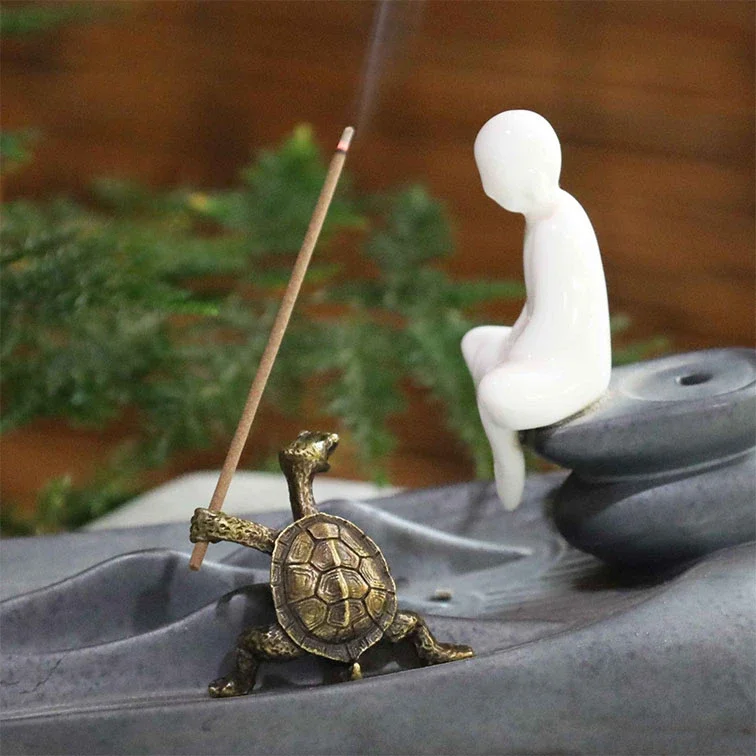 Mini Turtle Shape Incense holder Meditation Buddha Sandalwood Stick Incense Burner Bronze Animal Incense Censer Stand Home Decor 2