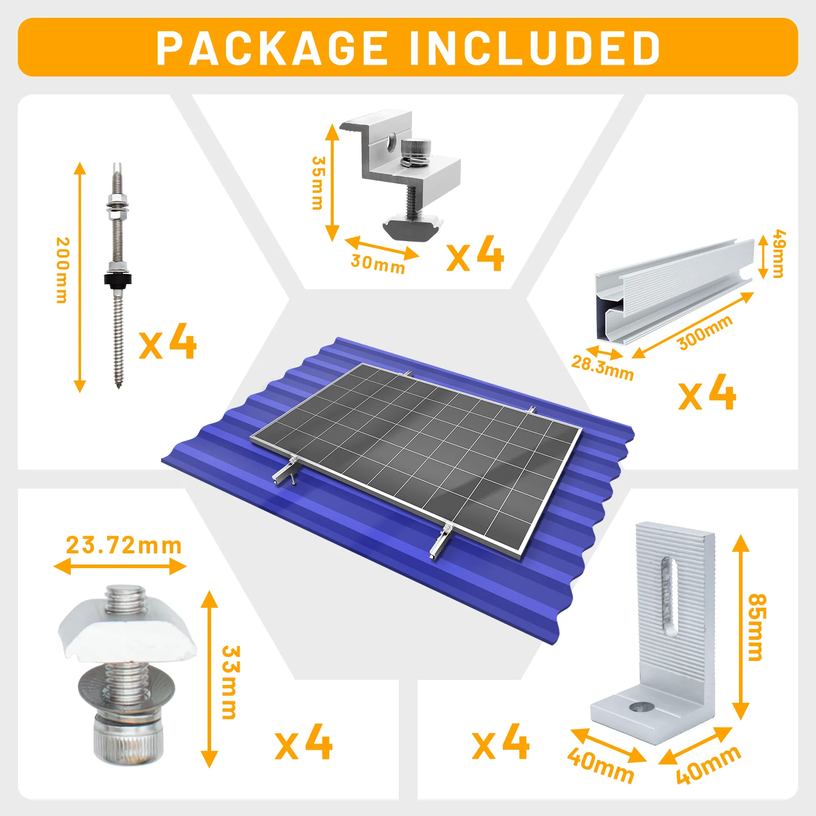 12 pezzi pannello solare supporto morsetto terminale kit pannello solare regolabile fissaggio con dadi e viti per altezza del modulo 30 mm