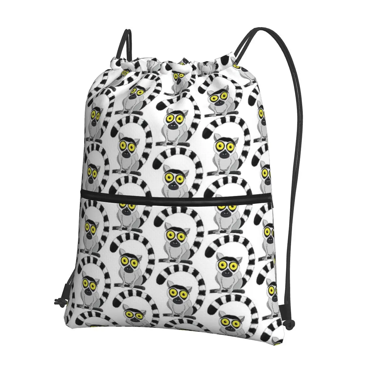 

LEMUR RING TAILED Portable Backpacks Drawstring Bag Multi-function Drawstring Bundle Pocket Book Bags For School Students