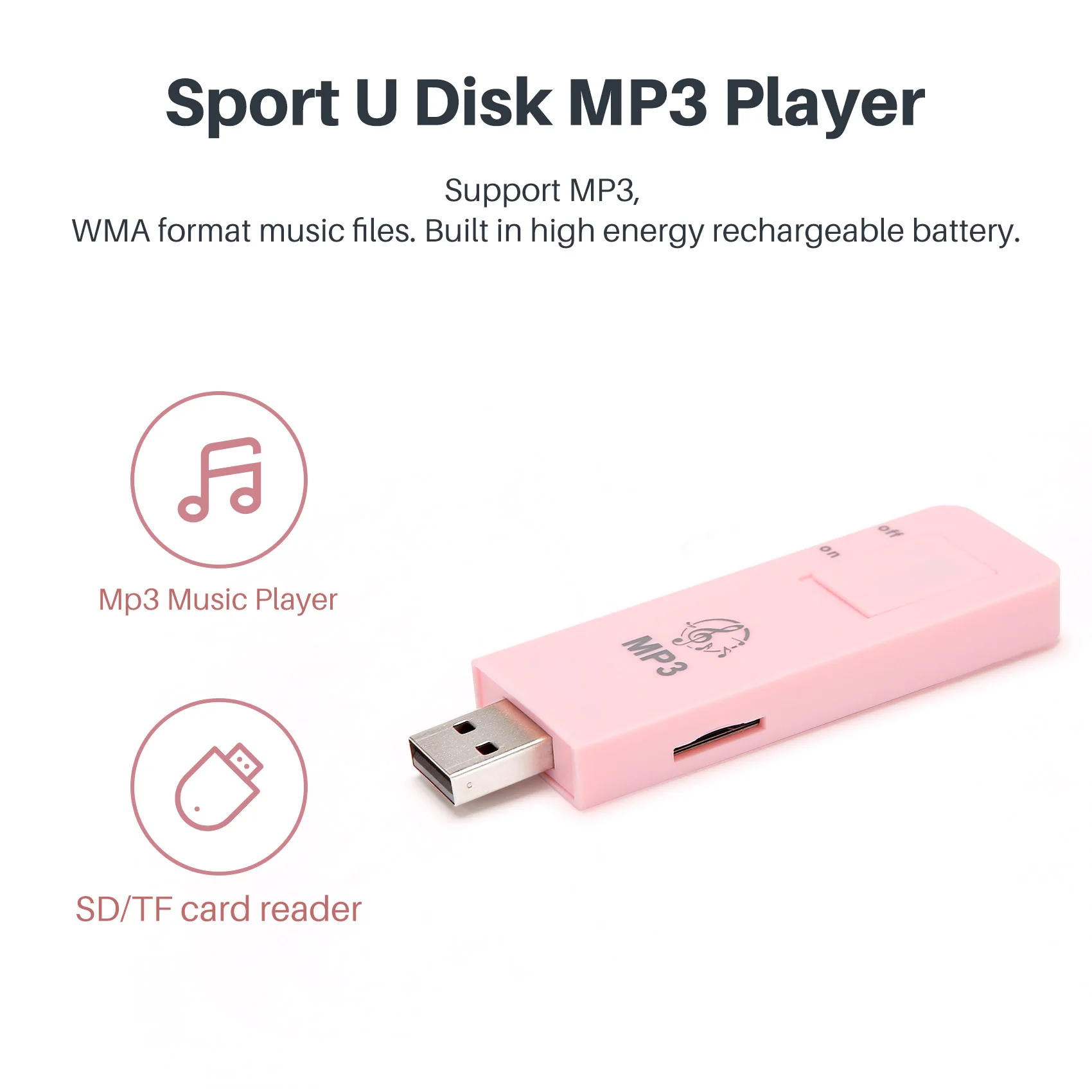 Portable USB Sport U Disk Mini Mp3 Music Player Support 32GB TF