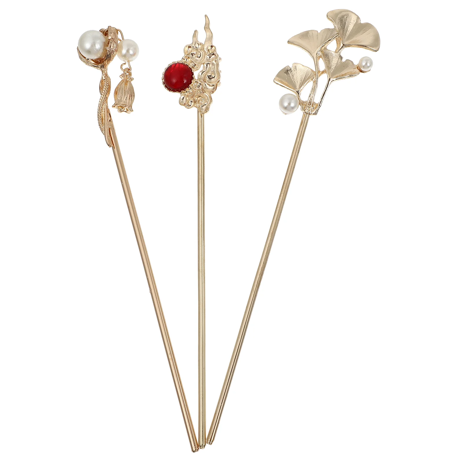 

3 Pcs Decor Vintage Alloy Hairpin Chinese Style Decorative Hairpins Accessories Women Sticks for Girl Miss