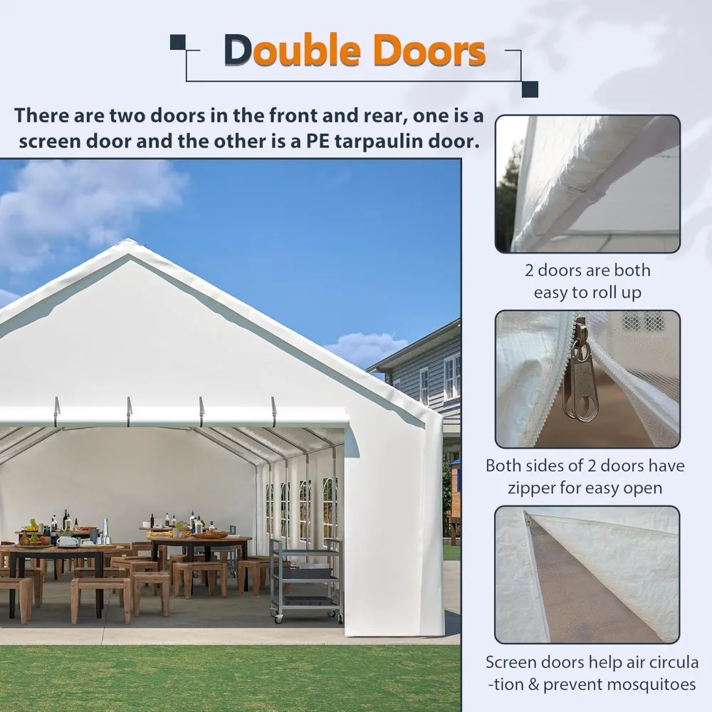 Party Tent-Heavy Duty Upgraded Galvanized Frame, Outdoor Wedding Gazebo Shelter Canopy, Removable Sidewalls,