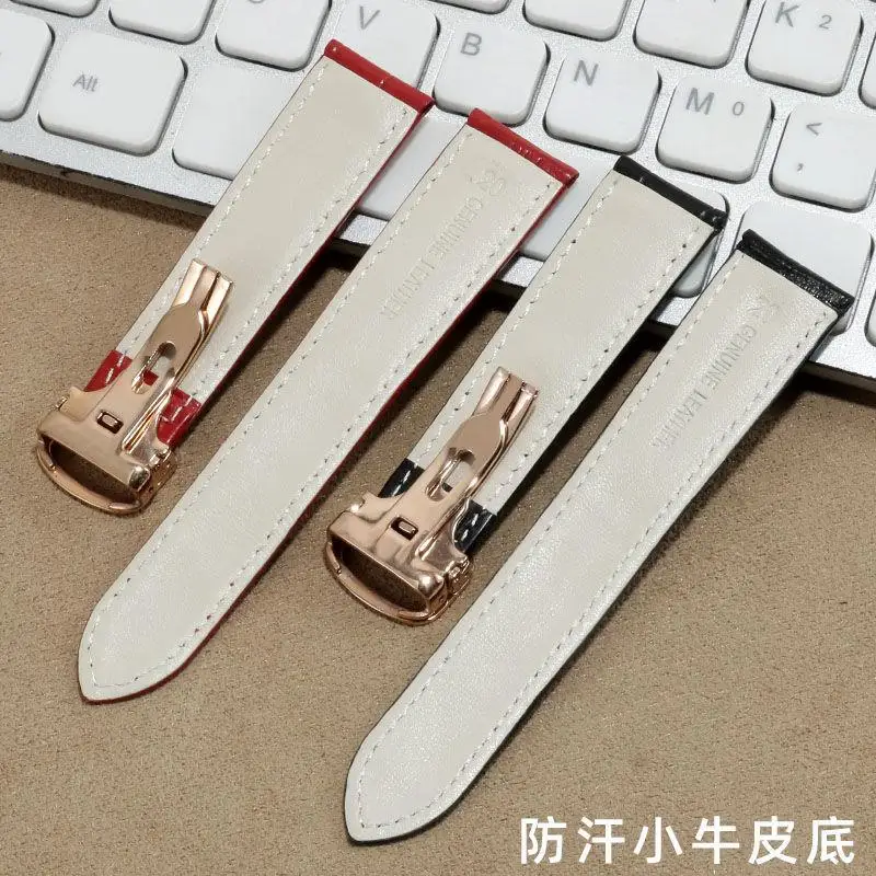 SCHIK Watch Band For Cartier TANk SOLO RONDE DE Genuine Leather Watch Chain Folding Buckle Watch Strap Accessories Watch
