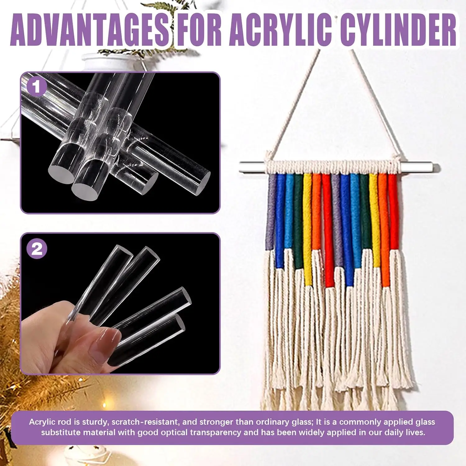 15pcs Acrylic Dowel Rods Assortment Kit Round Solid Bar DIY Model Material Stick for Model Making DIY Crafts