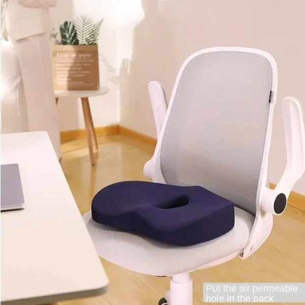 Premium Soft Hip Support Pillow Memory Foam Massage Chair Mat for Home Navy  Blue 