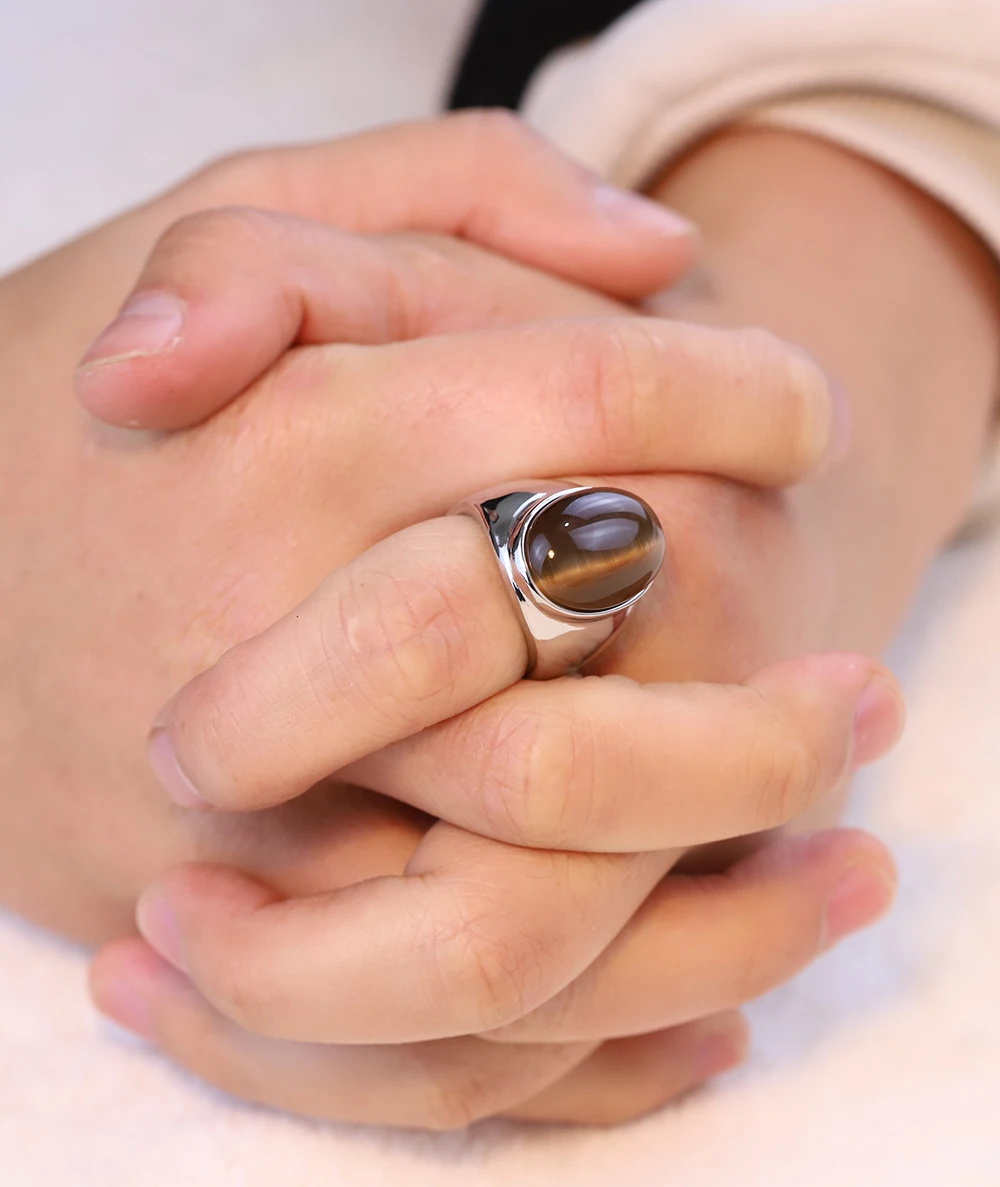 Fashion Stainless Steel Pretty White/Red Brown Opal Rings For Men