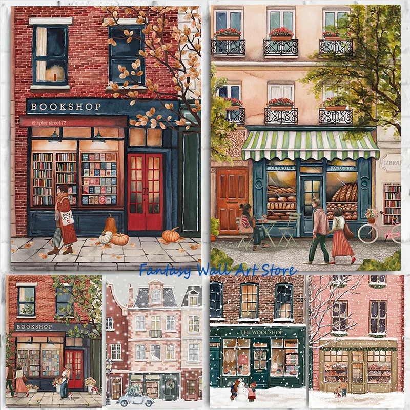 Christmas Bakery Wool Shop Painting 1