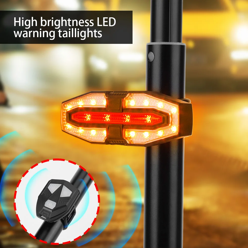 Electric Scooter Turning Signal Tail Light USB Rechargable with Remote Control Warning Lamp LED Waterproof for M365 Pro 2 MI 4