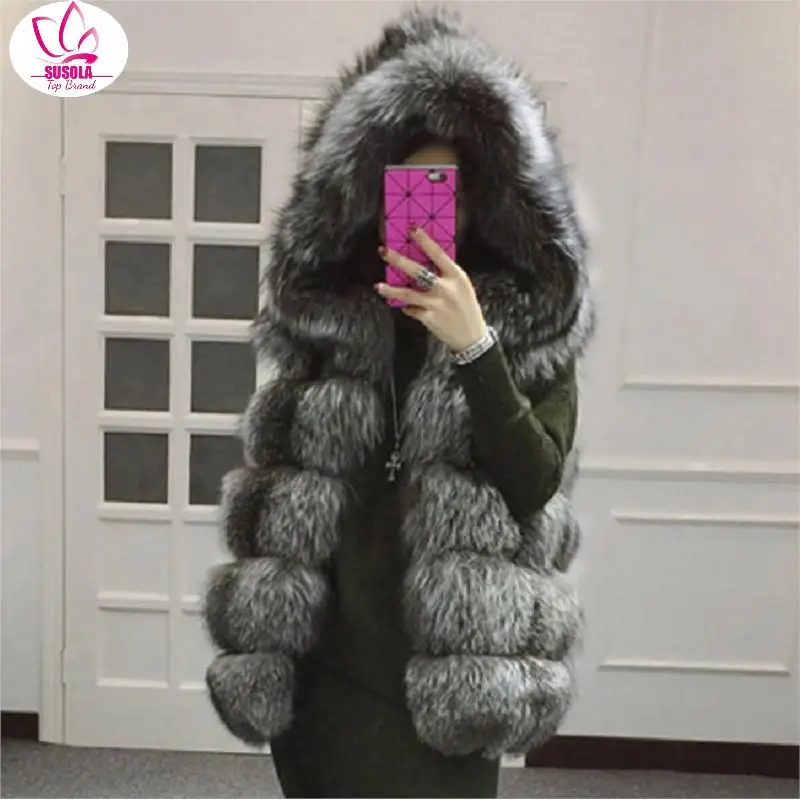 

SUSOLA Parka Women Coats Luxurious Large Fur Collar Hooded Coat Warm Fox Fur Liner Parkas Long Winter Jacket Top Quality