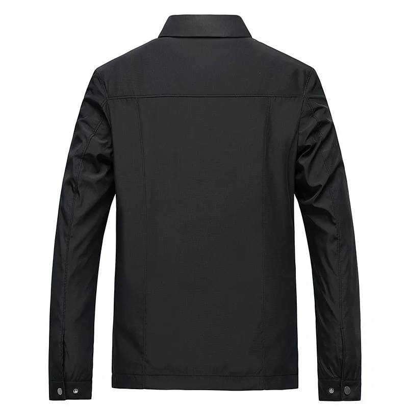 Spring Men's Jacket Casual Fashion Middle-aged And Elderly Solid Color Lapel Coat Loose And Breathable Business Men's Clothing