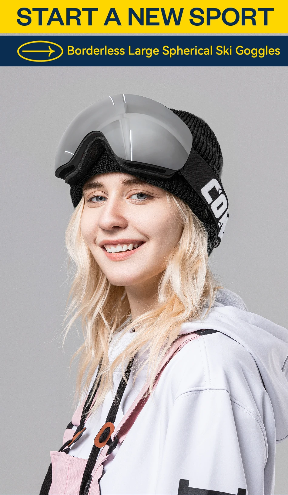 COPOZZ Skibrille UV400 Schutz Skimaske Männer Frauen Antibeschlag Big Face Skibrille Outdoor Sport Snowboard Skifahren Brillen – Detail 1