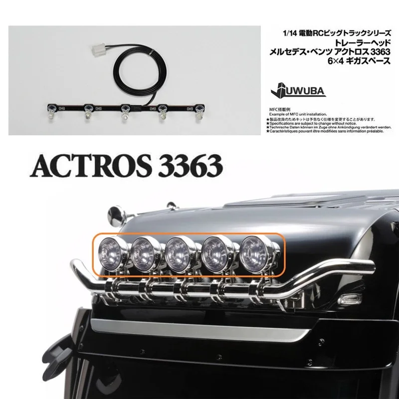 

1:14th Scale LED Original Roof Spotlights Upgrade Light Board for Tamiya RC Dump Truck BENZ ACTROS 3363 56348 Car Accessories