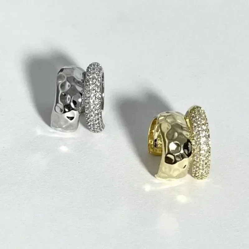 Zircon Double-layer Ear Cuff No Piercing Earring Trendy Punk Unique Metal Geometric Ear Clip for Women Jewelry ear clip earrings clip earrings ear clip ear accessories