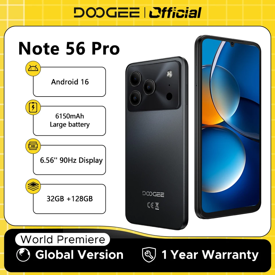 Global Version DOOGEE Note56 Pro Smartphone 32GB+128GB Android 16