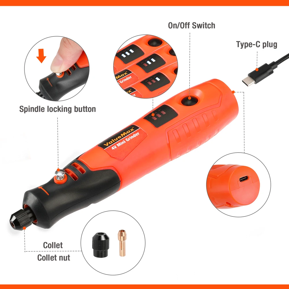 Cordless Rotary Tool Kit Variable Speed Drill Grinder Mini Set Usb  Rechargeable