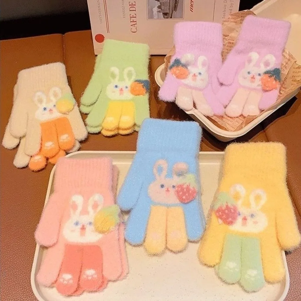Knitted Winter Gloves for Kids Thickened Full Fingers