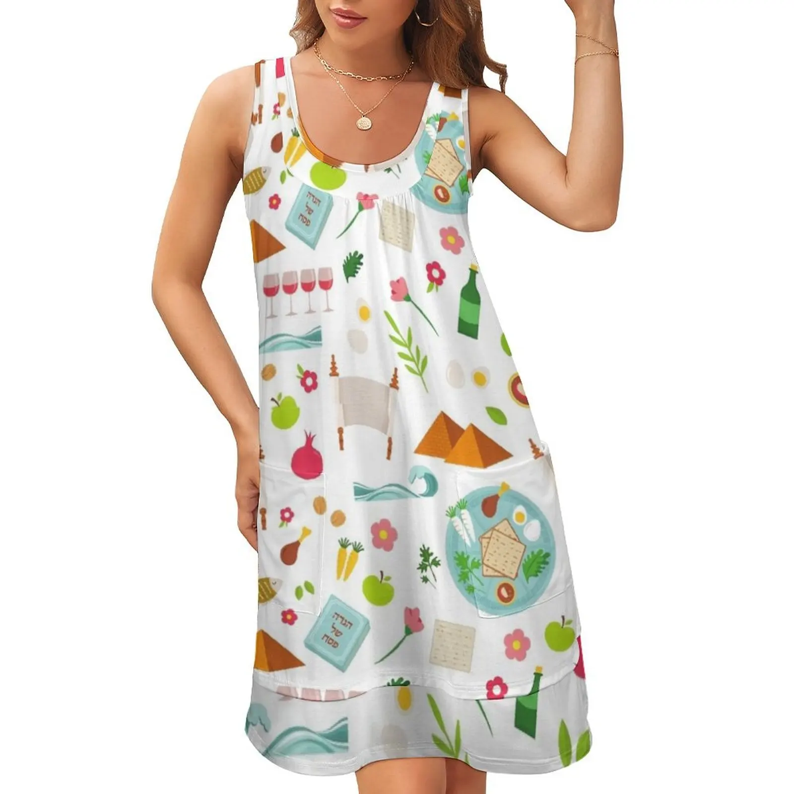 

Icons of Passover Sleeveless U-Neck Fake Two Piece Dress clothing women summer 2024 fairy dress clothes