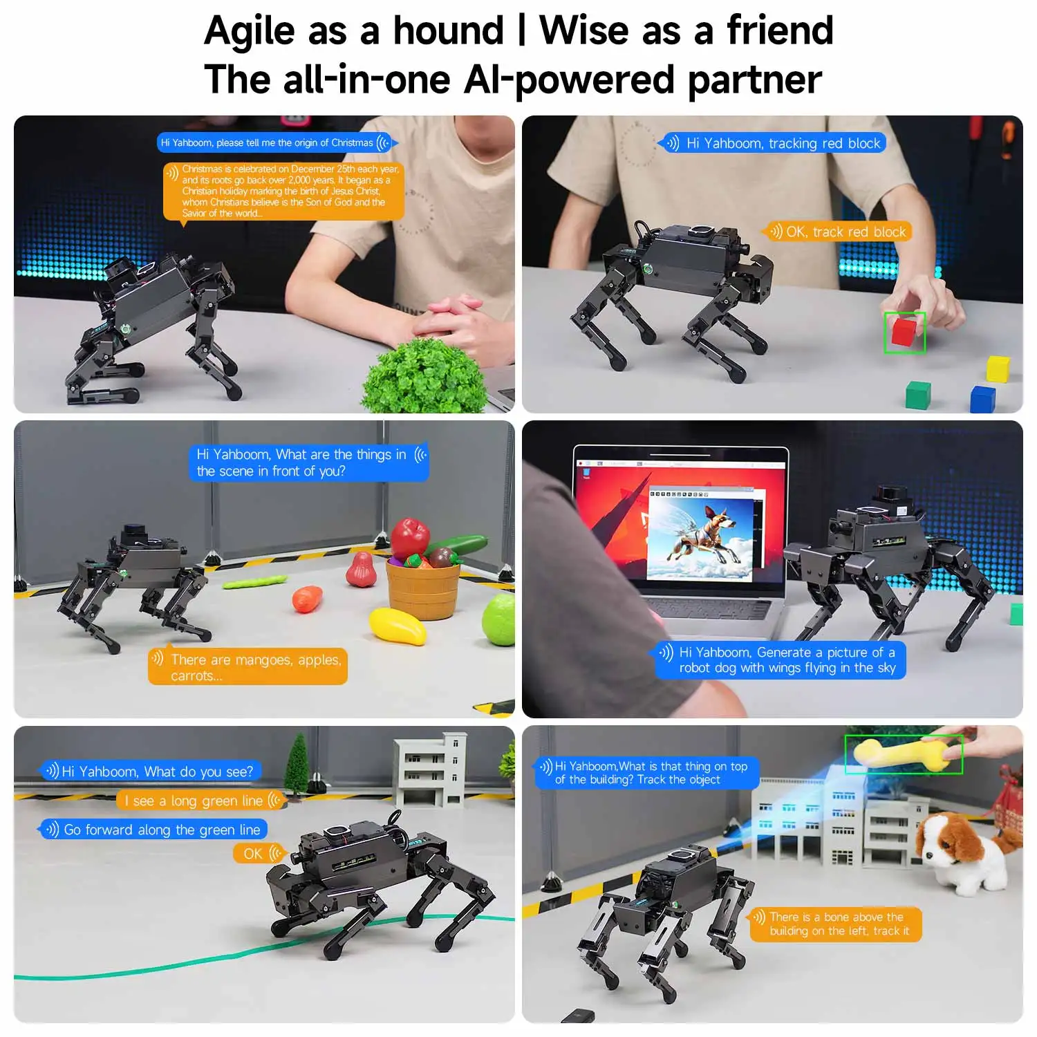 12DOF Quadrupede Bionic AI Modello di Grande Cane Robot ROS2 per Raspberry Pi 5 Corpo in Lega di Alluminio Supporto per Telecamera HD Programmazione Python - immagine 2