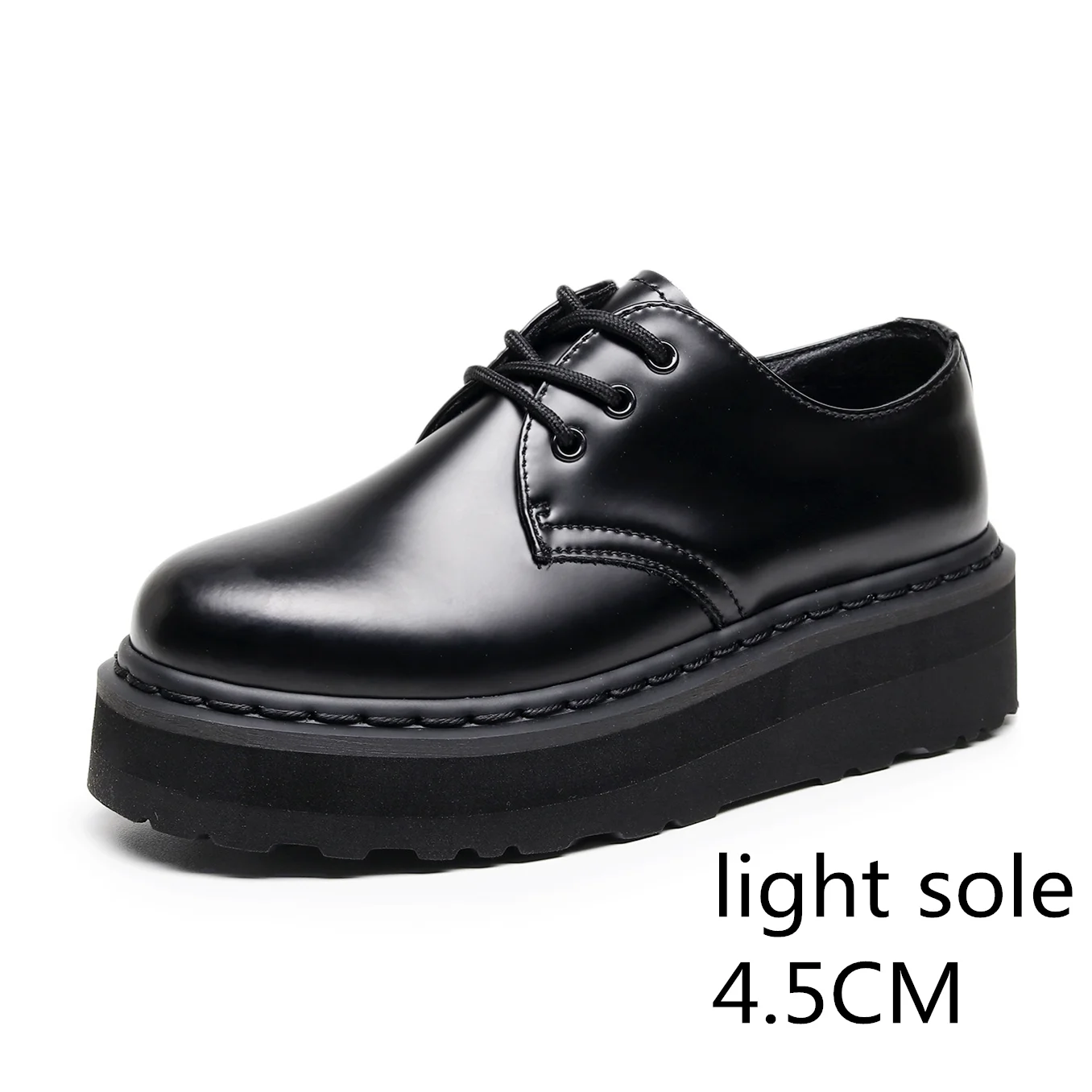 Leather mary jane shoes Unisex platform cowhide women's and men's leather shoes thick sole black Mary Jane shoes size 34-44