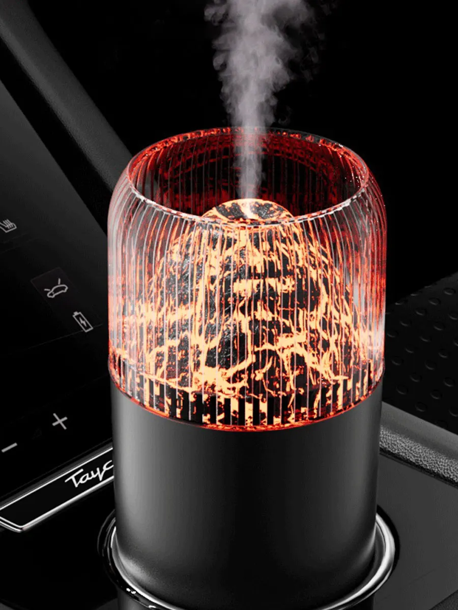 Air Humidifier with Colorful Night Lights Simulation Colorful Flame Volcano usb Power Car Desk Bedroom Humidification