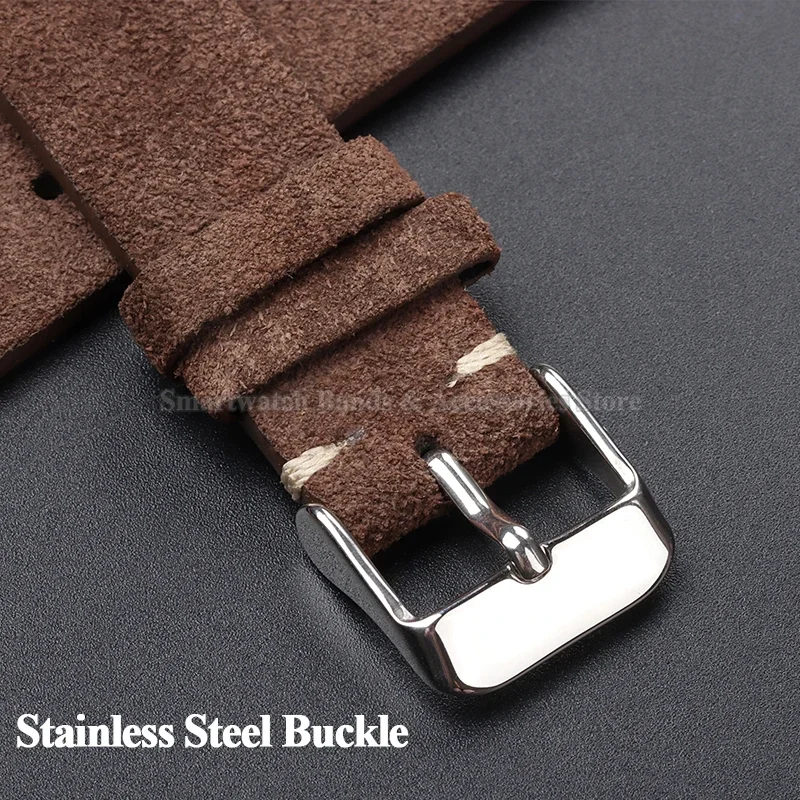 Vintage Suede Leather Quick Release Watch Strap - Handmade Bracelet in Multiple Sizes