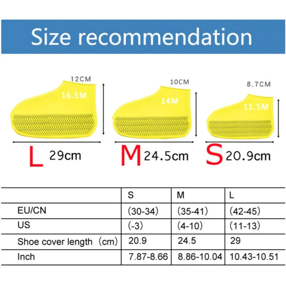 Silicone Waterproof Reusable Anti-Slip Rain Shoe Protector Overshoes