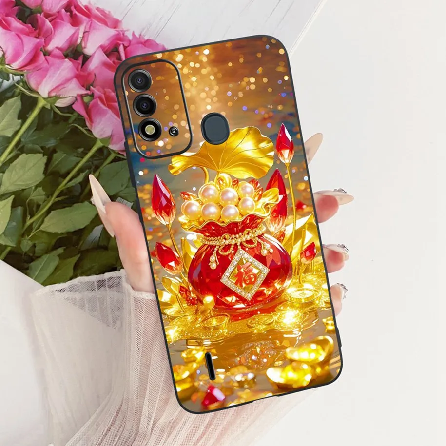 Elegant Flower & Butterfly Soft Black Silicone Phone Case