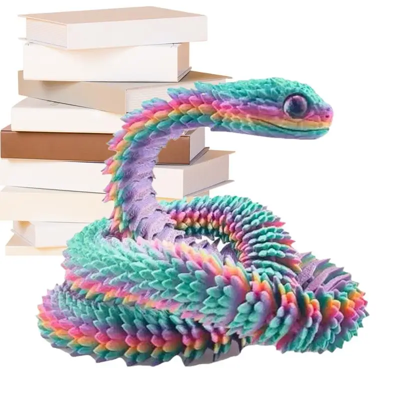 3D Printed Snake Desktop Articulated Snake Collectibles Creative Snake Model Sensory Toys Desktop Ornament For Boys Kid Gifts