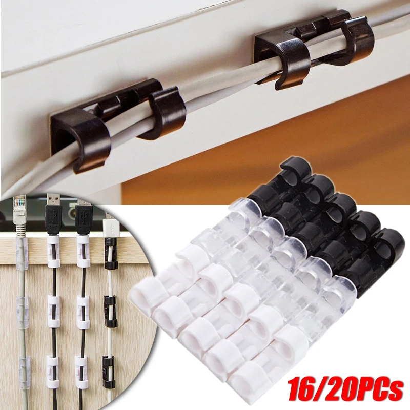 

16/20pcs Self Stick Wire Organizer Line Cable Buckle Auto Fastener Clips Clamp Table Wall Fixer Fastener Holder Car Organizer