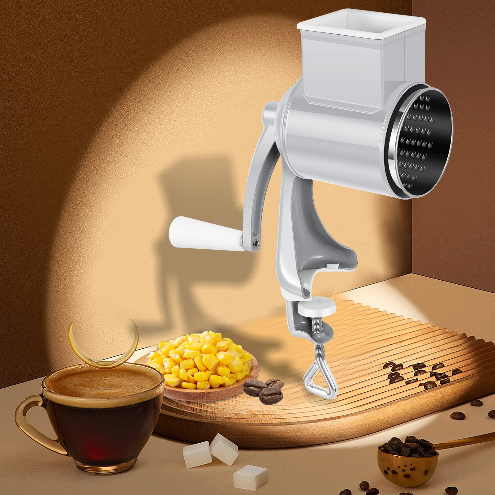 Hand Crank Grain Mill Manual Food Grinder with 2 Replacement Blades Hand Mill Grinder for Nut Spice Wheat Coffee Kitchen Tools