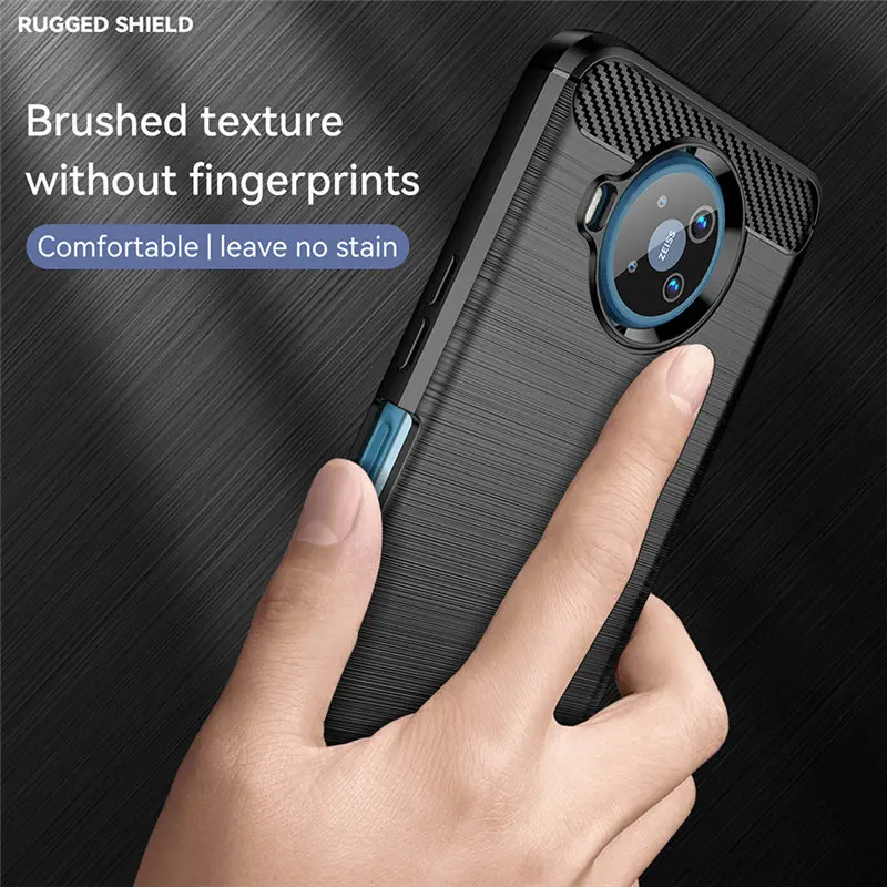 Carbon Fiber Soft Silicone TPU Phone Case Cover - Black